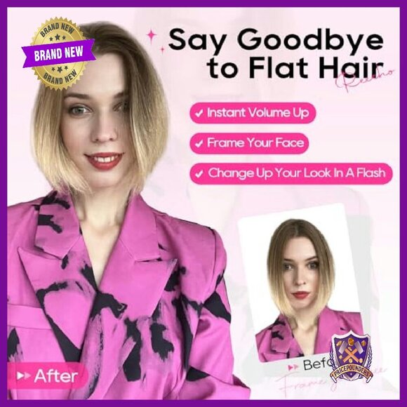 Clip-In Hair Volumizer 8 Inch Vegan Fiber Extensions Pack of 4